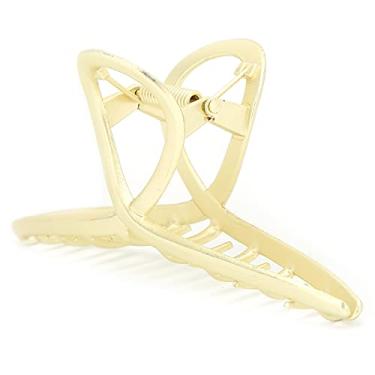 Imagem de Sluffs Ins Retro Forma Geométrica Clipe Metal Grampo De Cabelo Grosso Disco Presilha De Cabelo Traseira Cabeça Rabo De Cavalo Clipe Temperamento Acessórios De Cabelo(ouro fosco)