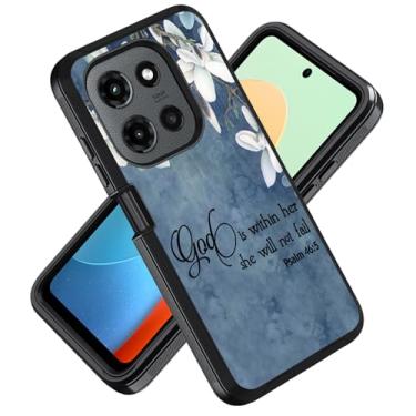 Imagem de ZXHSBROK Capa para celular Moto G Stylus 5G 2025, capa protetora contra quedas à prova de choque de grau militar 3 camadas para Motorola Moto G Stylus 5G 2025 - Citação floral Versículo da Bíblia