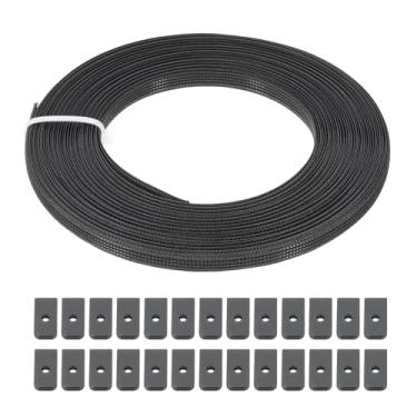 Imagem de Generic Espartilho para costura, 10 jardas 6 mm de largura poliéster costurado de baixa densidade espartilho com 40 peças de tampas para espartilho vestido de casamento chapéu faça você mesmo, preto