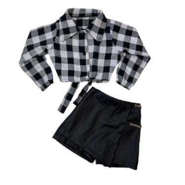 Imagem de Conjunto Country Infantil Roupa Xadrez Camisa E Short Saia - CAMARIM M