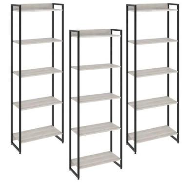 Imagem de Kit 3 Estantes Multiuso Escritório Industrial 5 Prateleiras Areta 186x