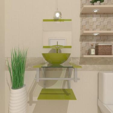 Imagem de Gabinete de Vidro 40cm para banheiro Croácia  - EKASA, Verde Oliva