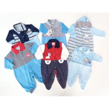 Imagem de KIT 4 - Macacão Longo em Plush - Masculino - P / M / G - Nethuno Baby,