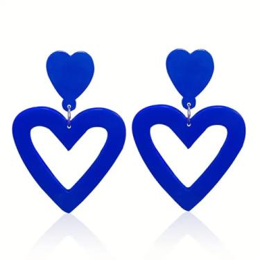 Imagem de Brincos de coração rosa, 2 peças, brincos pendentes de coração grande, brincos de acrílico de coração de amor para mulheres e adolescentes presentes (roxo), Acrílico, Sem pedra preciosa