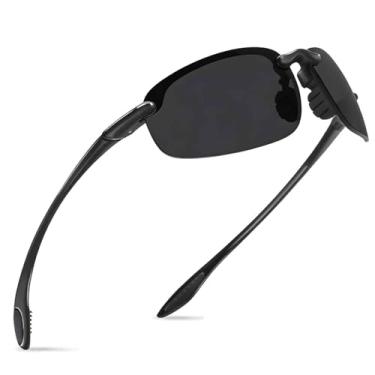 Imagem de WISTON Óculos de sol esportivos polarizados para homens e mulheres Tr90 armação sem aro para corrida, pesca, beisebol, dirigir W8001, B1 preto/cinza - não polarizado, Standard