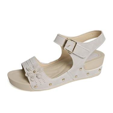 Imagem de Sandálias femininas plataforma bico redondo bico aberto flor uma alça sola grossa, Cinza, 38