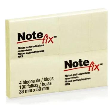 Imagem de Bloco De Notas Adesivos Reposicionáveis 38x50 Mm - 100 Folhas - 4 Unidades - Amarelo - 3m