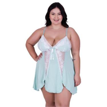 Imagem de Camisola Plus Size Detahe de Renda Bia, Verde, M