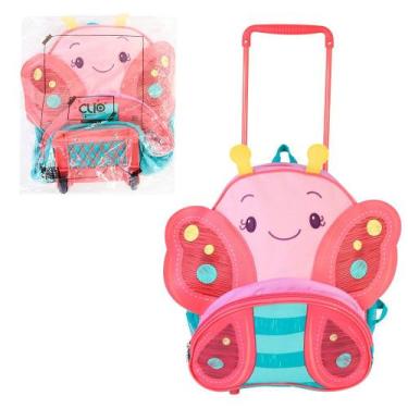 Imagem de Mochila Infantil Rodinhas Borboleta 3D Escolar Passeio Menina - Clio P