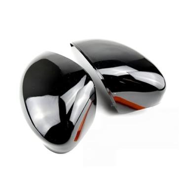 Imagem de Compatível com Ford Fiesta Mk7 2008-2017 1 par esquerda e direita asa do carro porta de fibra de carbono espelho retrovisor cobre tampa guarnição caso(Piano black)