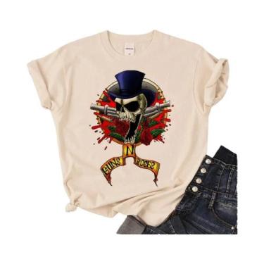 Imagem de Camiseta japonesa Guns and Roses para mulheres, roupas femininas, mang