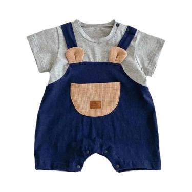 Imagem de Macacão De Verão Estilo Coreano Para Bebê Menino, Falso Conjunto De Du