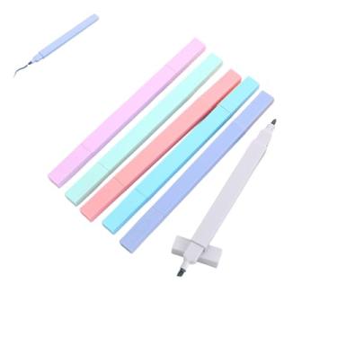 Imagem de GZBABY Marcadores de ponta dupla, conjunto de canetas marcadoras protetoras de olhos com 6 cores, marca-texto de ponta flexível para destacar o sublinhado e fazer anotações
