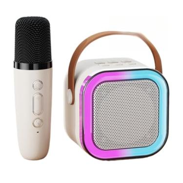 Imagem de Microfone Portátil Alto Falante Bluetooth Luz Dois Alto Falantes Som Subwoofer Alto Falantes(Branco-1)