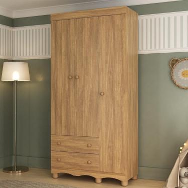 Imagem de Guarda-roupa Infantil 92cm 3 Portas E 2 Gavetas Dengo Multimóveis Mp4437 Madeirado Madeirado