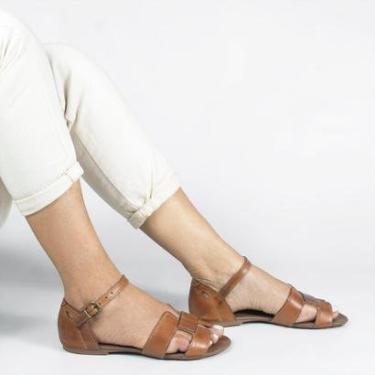 Imagem de Sandália Rasteira Couro H Fechada Melina Castanho Marrom 39-Feminino