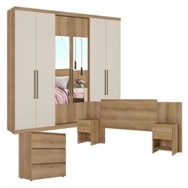 Imagem de Guarda Roupa Casal Passione Ultra Glass 6 Portas Capuccino Off White c