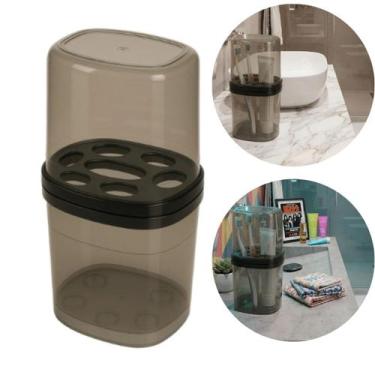 Imagem de Porta Pasta De Dente E Escovas Organizador C Tampa Banheiro - Nitron