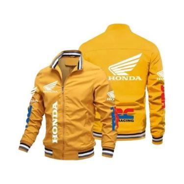 Imagem de Jaqueta Bomber Masculina Para Motociclistas Honda Moto 2025 Com Estamp