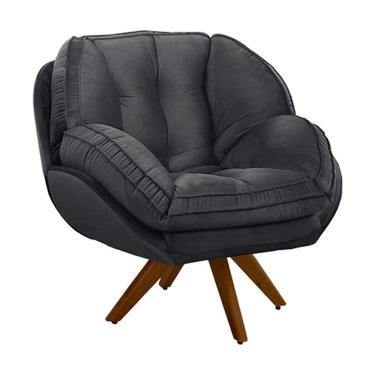 Imagem de Poltrona Decorativa Giroud Veludo Cinza Chumbo