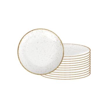 Imagem de Conjunto De Pratos Raso Rústico Marrom Em Porcelana Decorada 28 Cm - Tramontina 96980009