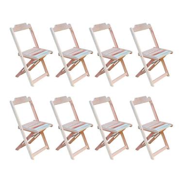 Imagem de Kit 8 Cadeiras De Madeira Dobravel Sem Pintura/Crua - Marrom