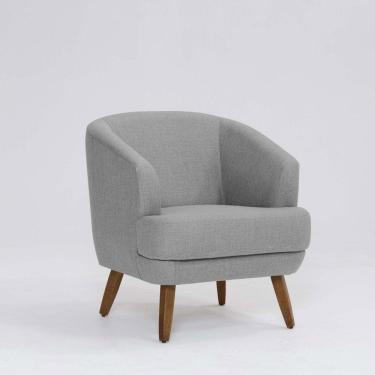 Imagem de Poltrona Decorativa Milão D07 Pés Madeira Linho Mescla Elefante - D'rossi