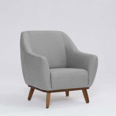 Imagem de Poltrona Decorativa Pauline D07 Base Madeira Linho Mescla Elefante - D'rossi