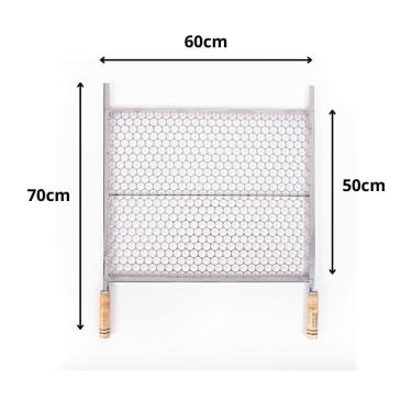 Imagem de Grelha Inox Moeda Para Churrasco 60X50 Cabo De Madeira