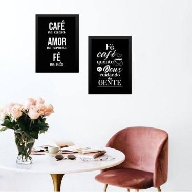 Imagem de Kit 2 Quadros Cozinha Café Com Fé 24X18Cm