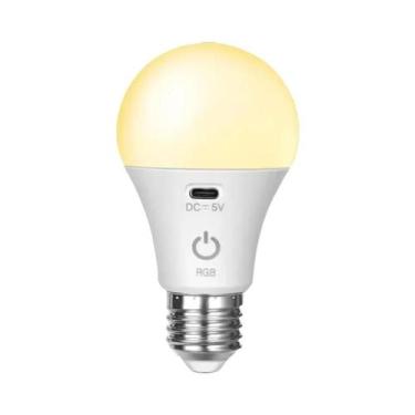 Imagem de Lâmpada LED RGB USB Recarregável E27 Inteligente Regulável Sem Fio a B