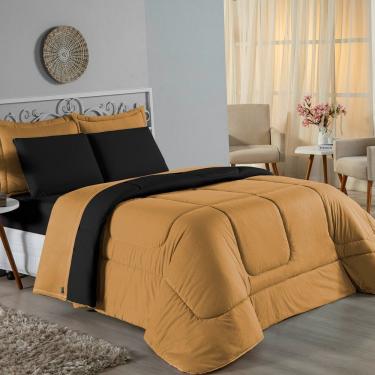 Imagem de Edredom King Nobre 1 Peça Dupla Face 2,50m X 2,90m Malha 100% Algodão - Cobre / Preto