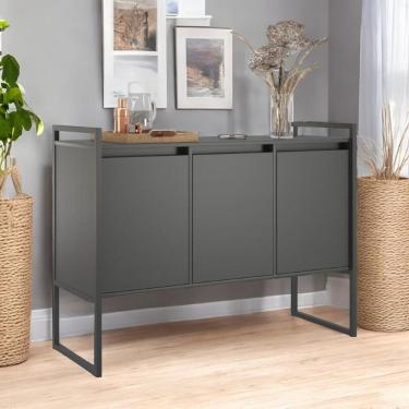 Imagem de Aparador Buffet Industrial 3 Portas Sala De Estar Preto Onix