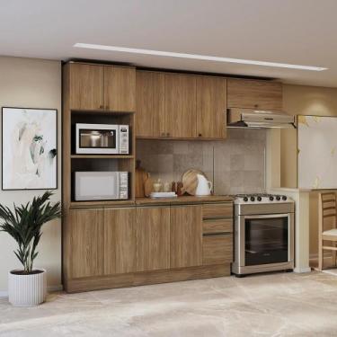 Imagem de Armário de Cozinha Completa 100% MDF 270cm Nogueira Celeste Kappesberg