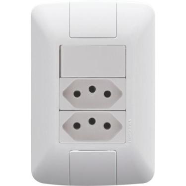 Imagem de Conjunto 4x2 com 1 Interruptor Simples 6 A 250 V e 2 Tomadas 2P+T 20 A
