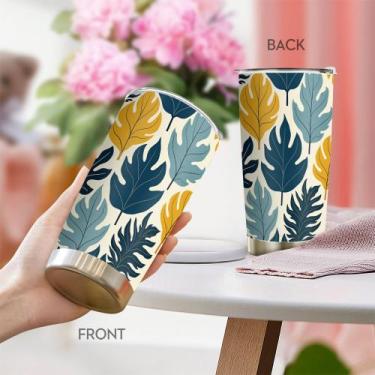 Imagem de Caneca de viagem Oasisdream Tumbler de aço inoxidável 600mL com tampa