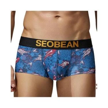 Imagem de Cuecas Boxer Masculinas De Cintura Baixa Com Estampa Em Formato De U, 