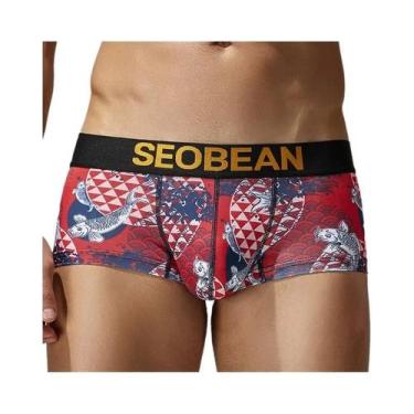 Imagem de Cuecas Boxer Masculinas De Cintura Baixa Com Estampa Em Formato De U, 