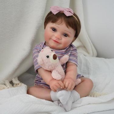 Imagem de Bebê Reborn Boneca Realista Brastoy 48cm Boneca de Silicone Kit Conjun