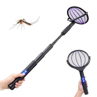 Imagem de Raquete Eletrica Mata Mosquito Bastao Retratil Mosca Inseto Luz UV Repelente Recarregavel Parede Mesa Casa Sala Quarto
