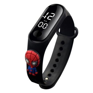 Imagem de Relógio Infantil de Pulso Spiderman Pikachu Digital Esportivo com Display LED Pulseira Silicone Resistente à Água OEM