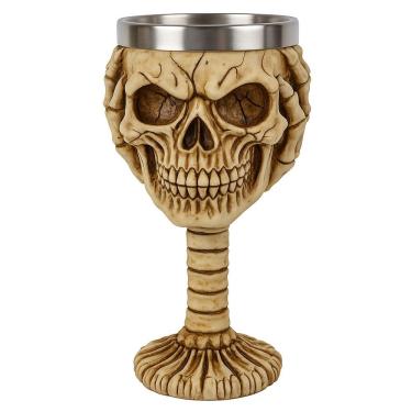Imagem de Cálice Taça Decorativa Caveira Não Ouço Vinho Chopp Cerveja 180ML Colecionável Interior em Aço Inox Marfim Negócio