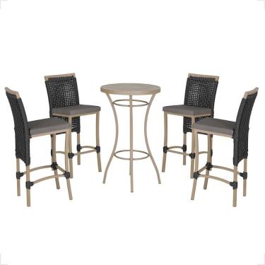 Imagem de Mesa Bistro E 4 Banquetas Roma Fendi Corda Náutica 11 Preta