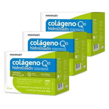 Imagem de Kit 3 Colágeno Verisol Sachês Uva Verde 30x5g Q10 Maxinutri