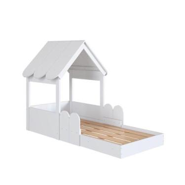 Imagem de Cama Infantil Montessoriana com Casinha Infanto Branco - Completa Móve