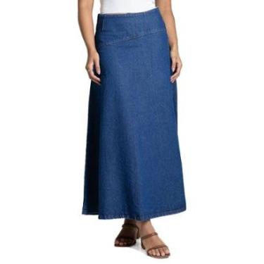 Imagem de Saia Jeans Sawary Midi - 282529 - Azul claro 46-Feminino