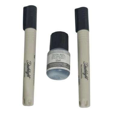 Imagem de Kit 2 Marcadores Quadro Branco Recarregável + Tinta Preta Preto - BRW