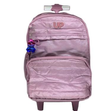 Imagem de Mochila escolar rodinha/costa UP metalizado Rose UP4YOU Luxcel