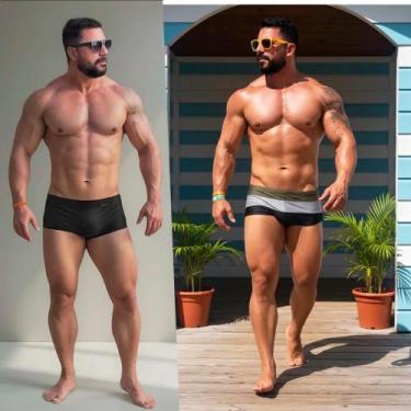 Imagem de Sunga Masculina Kit verão Adulto Listrada Varias Cores - Hoggi Wear, K