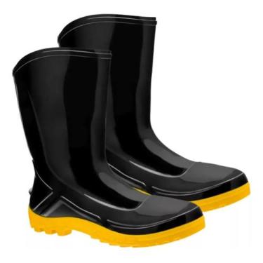 Imagem de Bota de PVC Preta C/ Solado Amarelo Cano Médio S/ Forro 110VFLEX PRA M